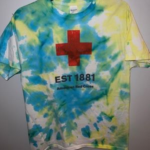 Hand Dyed Tie Dye Red Cross Tshirt